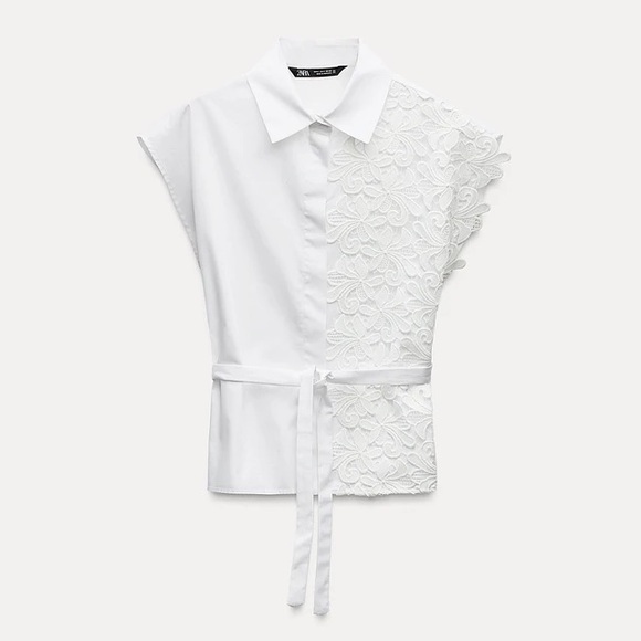 Zara New Collection Combinat Lace Shirt - Picture 5 of 17